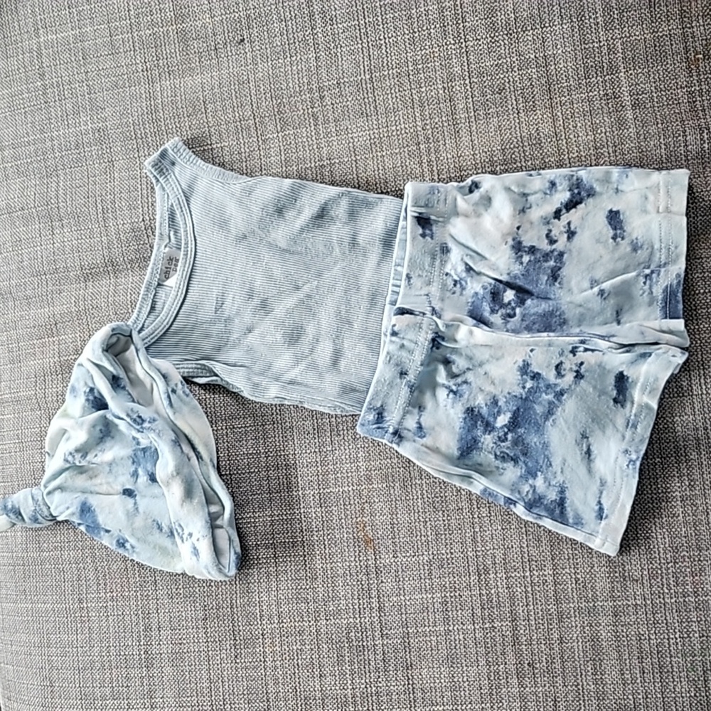3 piece tie dye short set 0-3m